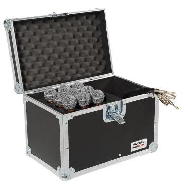 Proel Rack box pro 9 mikrofony, polstrovaný, černý, 5 vrstev dřevotřísky, hliníkové profily