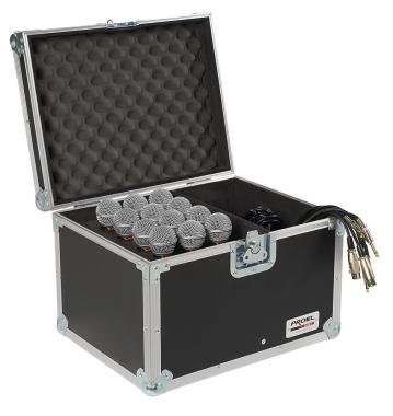 PROEL Rack box pro 12 mikrofonů, černý, polstrovaný, 5 mm silné, 5 vrstev dřevěné desky