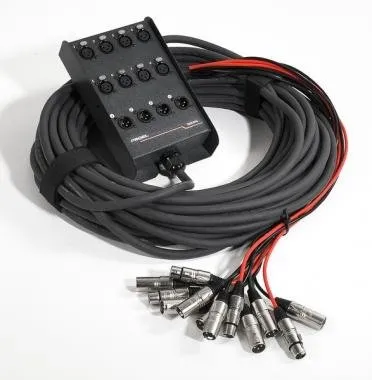 PROEL EBN804 Szerelt stage box fix 25m kábellel, BOX: 8 XLR mama, 4 XLR papa - lengő 8 XLR papa, 4 X