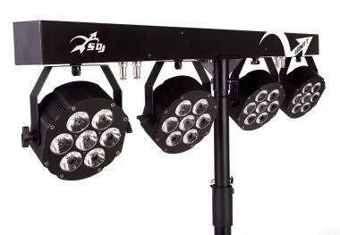 Sagitter LED par lampy 4ks, 7x10W RGBW/FC, s křížovým držákem, stativem, nožním spínačem