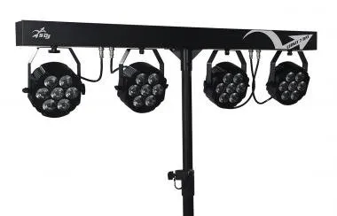 Sagitter SG LEDKITHP7BAT 4db Akkumulátoros led par lámpa 7X10W LED RGBW/FC B kereszt tartón, állvánn