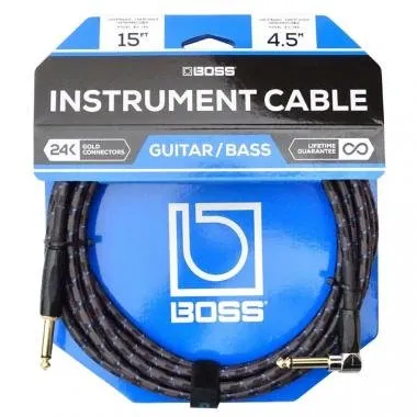 BOSS BIC-15A 15ft / 4.5m jack-jack kábel pipa-egyenes TR 6,3mm