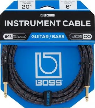 BOSS BIC-20 20ft / 6m jack-jack kábel egyenes-egyenes TR 6,3mm