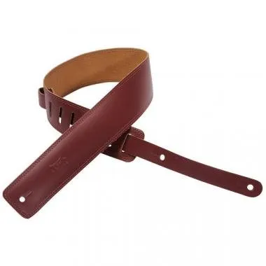 Levy's DM1-BRG Gitárpánt, Szegélyezett, Bőr, 6cm széles, 140cm hosszú, burgundy vörös
