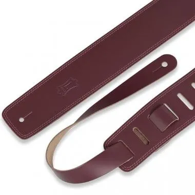 Levy's DM1-BRG Gitárpánt, Szegélyezett, Bőr, 6cm széles, 140cm hosszú, burgundy vörös