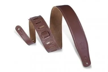 Levy's M26GF-BRN Gitárpánt, párnázott, puhított bőr, 6cm széles, 94-130cm hoszzú, barna