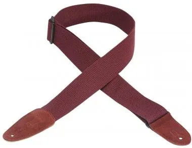 Levy's MC8-BRG Gitárpánt, pamut, bőr végekkel, 5cm széles, 147cm hosszú, burgundi vörös