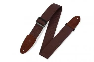 Levy's MC8-BRN Gitárpánt, pamut, bőr végekkel, 5cm széles, 147cm hosszú, barna