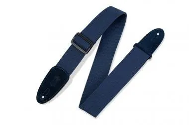Levy's MC8-NAV Gitárpánt, bőr végekkel, pamut, 5cm széles, 147cm hosszú, tengerkék