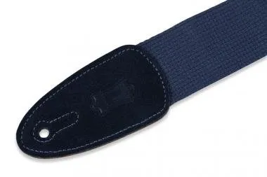 Levy's MC8-NAV Gitárpánt, bőr végekkel, pamut, 5cm széles, 147cm hosszú, tengerkék
