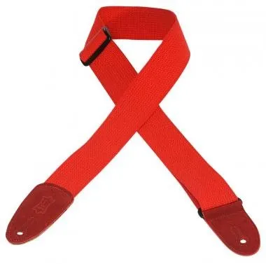 Levy's MC8-RED Gitárpánt, bőr végekkel, pamut, 5cm széles, 147cm hosszú, piros