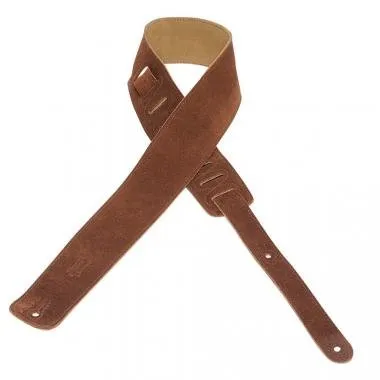 Levy's MS1-BRN Gitárpánt, hasított bőr elől-hátul, 6, 35cm, állítható 96, 5cm-től 129, 5cm, barna