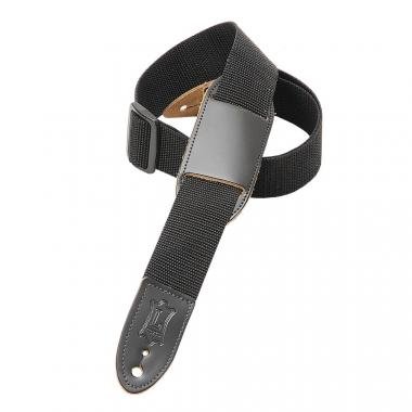 Levy's Kytarový popruh, polypropylen, kožená ramenní část, 4cm, 96cm, černý