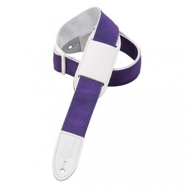 Levy's Kytarový popruh pro děti, styl pásku, kožený ramenní díl, 4cm široký, 96cm dlouhý, fialový