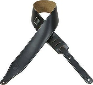 Levy's DM17-BLK Gitárpánt, Szegélyezett, Bőr, 6cm széles,, 140cm hosszú, fekete