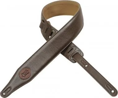Levy's M17EMU-BRN Gitárpánt, emu bőr imitáció, párnázott, 6cm széles, 140cm hoszzú, barna