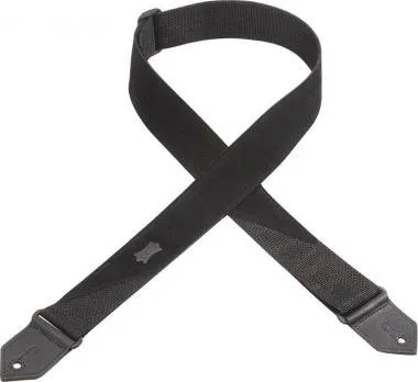 Levy's M8S-BLK Gitárpánt, hasított bőr-polipropilén, 5cm széles, 170cm hosszú, fekete
