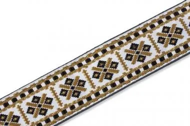 Levy's M8HTV-07 Gitárpánt, szőtt, bőr hátoldal, 5cm széles, 142cm hosszú, mintás