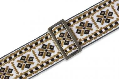 Levy's M8HTV-07 Gitárpánt, szőtt, bőr hátoldal, 5cm széles, 142cm hosszú, mintás