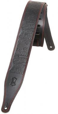 Levy's Kytarový popruh, totemový vzor, štípaná kůže, 6cm, 140cm, černý
