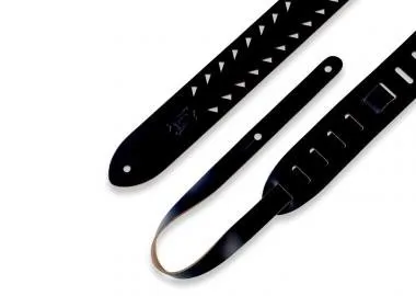 Levy's M12TTC-BLK Gitárpánt, lyukasztott szegélyű (fog), bőr, 5cm széles, 144cm hosszú, fekete