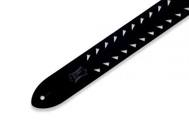 Levy's M12TTC-BLK Gitárpánt, lyukasztott szegélyű (fog), bőr, 5cm széles, 144cm hosszú, fekete