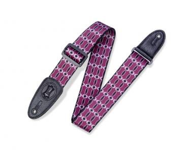 Levy's Kytarový popruh, polyester s koženými konci, černé umělé kůže, 5cm