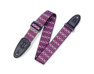 Levy's MPLL-001 Gitárpánt, Levys mintás, poliészter bőr végekkel, és fekete műbőr oldalakkal, 5cm