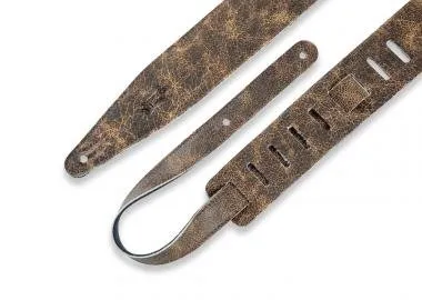 Levy's MG317BOG-BRN Gitárpánt, koptatott bőr, 6cm széles, 152cm hosszú, barna