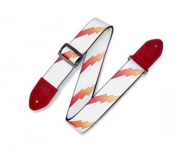 Levy's Kytarový popruh, Levys vzor, polyester, kožená zadní část, červené kožené strany, 5cm