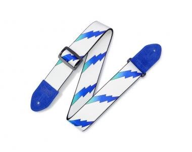 Levy's Kytarový popruh, Levys vzor, polyester, kožená zadní část, modré kožené strany, 5cm