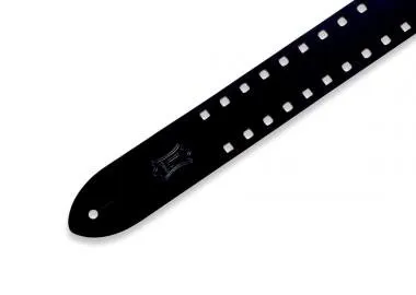 Levy's M12SPOC-BLK Gitárpánt, lyukasztott szegélyű (négyzet), bőr, 5cm széles, 144cm hosszú, fekete