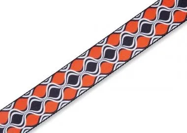 Levy's MP2-004 Gitárpánt, poliészter, fekete műanyag oldalakkal, bőr végekkel, 88-152cm állítható