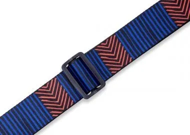 Levy's MP2TC-001 Gitárpánt, nyomtatott, poliészter, bőr végekkel, fekete műanyag oldalakkal, állítha