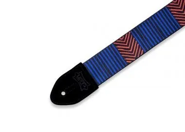 Levy's MP2TC-001 Gitárpánt, nyomtatott, poliészter, bőr végekkel, fekete műanyag oldalakkal, állítha