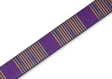 Levy's MP2TC-004 Gitárpánt, nyomtatott, poliészter, bőr végekkel, fekete műanyag oldalakkal, állítha