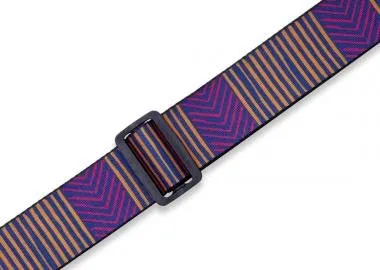 Levy's MP2TC-004 Gitárpánt, nyomtatott, poliészter, bőr végekkel, fekete műanyag oldalakkal, állítha