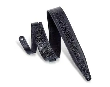 Levy's MG317DRT-BLK Gitárpánt, kavics minta, párnázott, puhtott bőr, 6cm széles, 152cm hosszú, feket