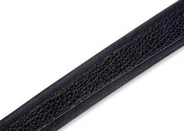 Levy's MG317DRT-BLK Gitárpánt, kavics minta, párnázott, puhtott bőr, 6cm széles, 152cm hosszú, feket