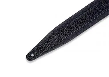 Levy's MG317DRT-BLK Gitárpánt, kavics minta, párnázott, puhtott bőr, 6cm széles, 152cm hosszú, feket