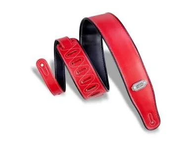 Levy's M26VP-RED_BLK Gitárpánt, kétoldalú, fekete szélek, vinyl, 7cm széles, 109-142cm hosszú, feket