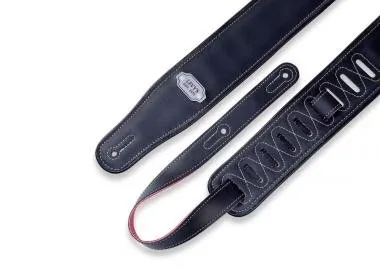 Levy's M26VP-RED_BLK Gitárpánt, kétoldalú, fekete szélek, vinyl, 7cm széles, 109-142cm hosszú, feket