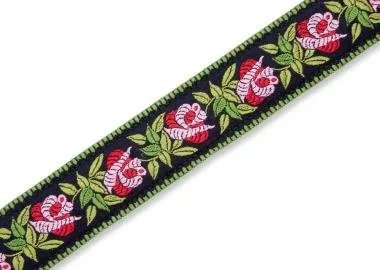 Levy's MC8JQ-003 Gitárpánt, gyapjú, pamut, 5cm széles, 152cm hosszú, sárga virág minta barnával