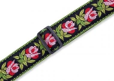 Levy's MC8JQ-003 Gitárpánt, gyapjú, pamut, 5cm széles, 152cm hosszú, sárga virág minta barnával