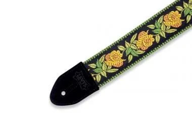 Levy's MC8JQ-004 Gitárpánt, gyapjú, pamut, 5cm széles, 152cm hosszú, sárga virág minta feketével