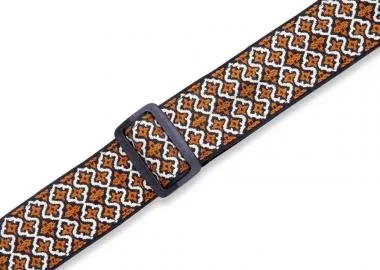 Levy's MC8JQ-005 Gitárpánt, gyapjú, pamut, 5cm széles, 152cm hosszú, barna-fehér