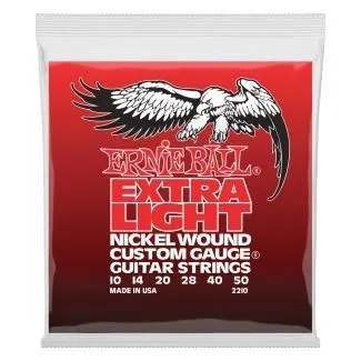 Ernie Ball 2210 Elektromos gitár húrkészlet, Extra Light Wound W/Wound G, Nikkel/acél, 10-50
