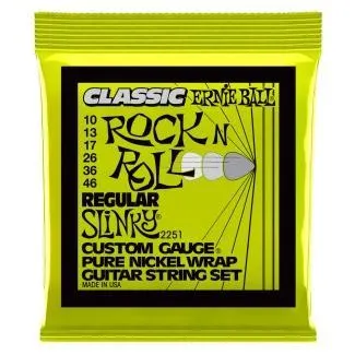 Ernie Ball 2251 Elektromos gitár húrkészlet, Regular Slinky Classic Rock N Roll, Tiszta nikkel, 10-46