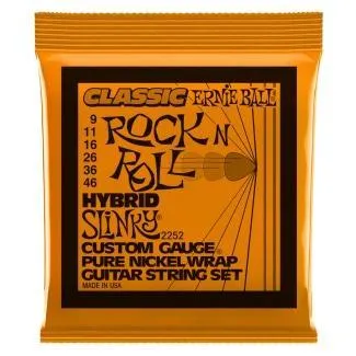 Ernie Ball 2252 Elektromos gitár húrkészlet, Hybrid Slinky Classic Rock N Roll, Tiszta nikkel, 09-46
